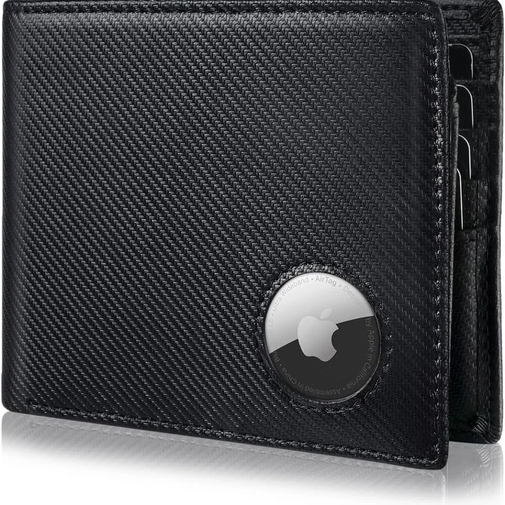 Black Wallet for Men Bifold Wallet with AirTag Holder‎ RFID Blocking Wallet